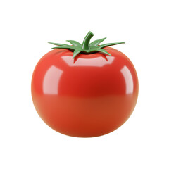 Single Red Tomato with Green Stem on Transparent Background Close Up Bright Studio Shot Fresh Vibrant Vegetable Food Illustration