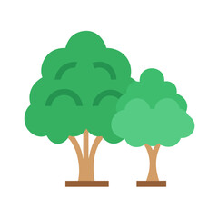 Two Flat Trees Against Black Background Stock Image