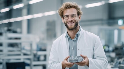 Scientist conducting research in modern laboratory science facility professional environment indoor innovative concepts