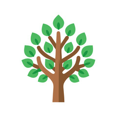 Obraz premium Stylized tree with green leaves on black background