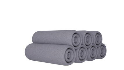 3D Render a stack of four rolled up towels on a white background