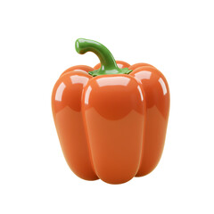 Vibrant Orange Bell Pepper Isolated on Transparent Background A Culinary Ingredient With Green Stem for Healthy Cooking and Fresh Produce