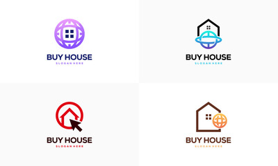 Fototapeta premium Set of Online House Sale logo designs concept vector, Buy House Logo template icon vector