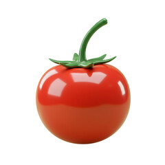 Vibrant Red Tomato with Green Stem Isolated on Transparent Background Close Up Fresh Organic Fruit Vegetable in a Photorealistic Style Rendering