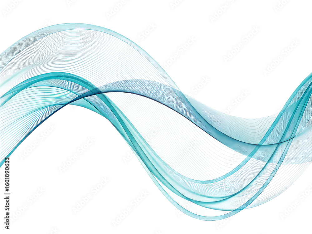 Aufkleber abstract teal and blue wave pattern on black background with flowing lines and gradient effect desig