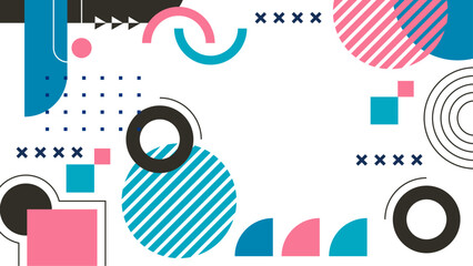 Abstract geometric design suitable for graphic backgrounds, web banners, prints, and digital presentations. Featuring circles, squares, and lines.
