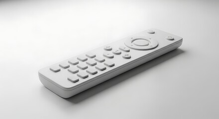 Modern White Remote Control on a Clean White Background Showcasing its Sleek Design and Button Layout