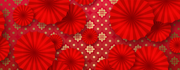 Chinese New Year. 2026. Exquisite textured background in red with gold pattern.