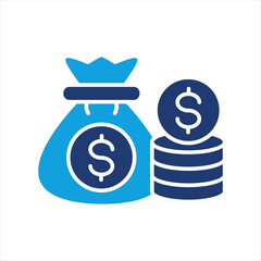 Money Gain Flat Blue Icon