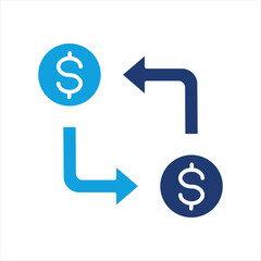 Money Exchange Flat Blue Icon