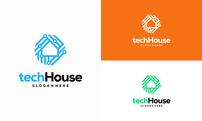 House Technology Logo Template Design Vector, Smart House Tech logo designs vector concept