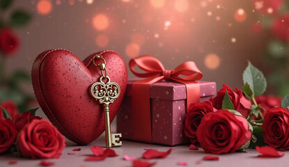 red rose and gift box