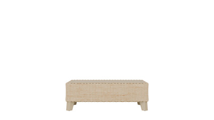 3D Render a small bench with a woven seat on it
