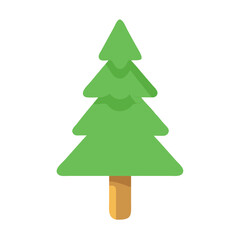 Simple flat design of a green Christmas tree