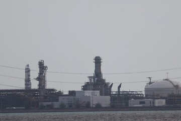 power station in the fog
