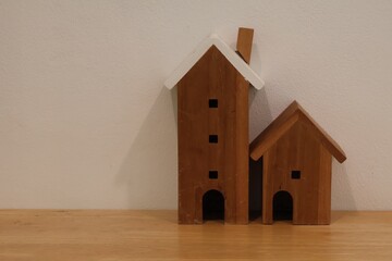 wooden house on a white background