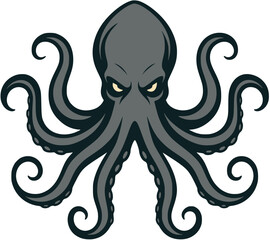  illustration cartoon kraken octopus monster sea cryptid cryptozoology creepy animal myth mysterious culture vector ai generated
