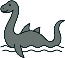  illustration cartoon loch ness monster cryptid cryptozoology creepy animal myth mysterious culture vector ai generated