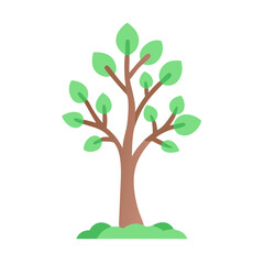Isolated flat tree with green leaves illustration