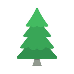 Flat stylized green christmas tree isolated on black