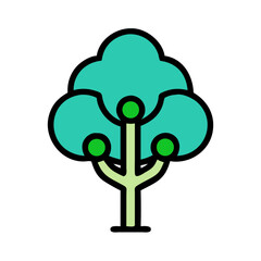 Minimalist Tree Illustration on Black Background With Bright Colors