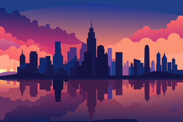 Fototapeta premium chicago skyline at sunset