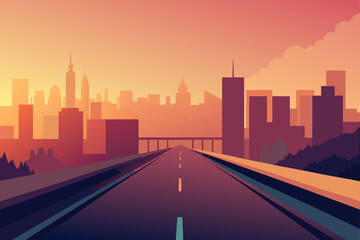 los angeles skyline at sunset