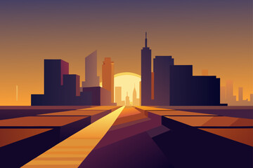 los angeles skyline at sunset