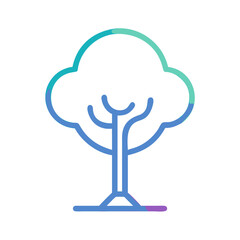 Minimalist tree illustration with colorful outline on black