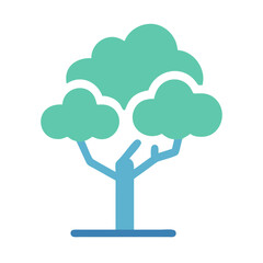 Stylized Tree Illustration with Teal and Blue Colors