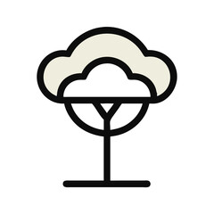 Stylized tree icon with simple line art design