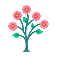 Stylized flower tree illustration with pink blossoms
