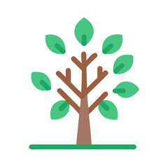Simple flat vector tree illustration on black background