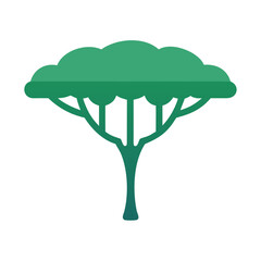 Stylized green tree illustration on black background for graphics