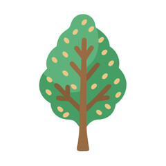 Flat design illustration of a tree against black background