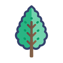 Stylized tree illustration with geometric shapes and vibrant colors
