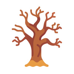 Stylized barren tree illustration with a brown trunk and branches