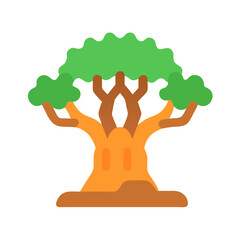 Stylized baobab tree illustration on solid black background
