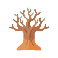 Stylized tree with minimal leaves, flat design on black