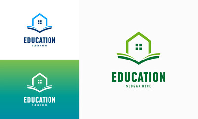 Home Learning logo designs concept vector. Home Education logo template, Real estate symbol