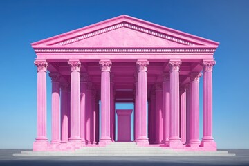Fototapeta premium Pink ancient temple structure against a vibrant sky.