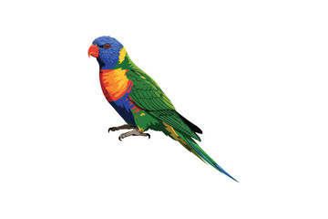 Rainbow Lorikeet Vector Illustration Colorful Parrot Bird on White Background