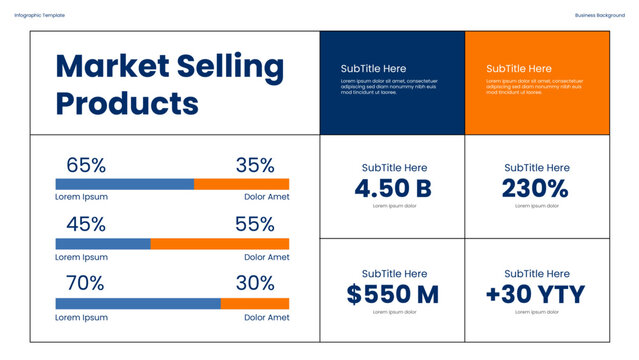 Market Selling Products Data Analysis with Revenue Growth and Comparison Insights in Engaging Infographic Design for presentations diagram, process, chart workflow, banner layout, info graph concept
