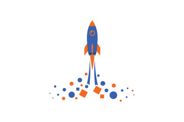 Rocket Launch Vector Illustration for Startup Business Growth and Success Concept Graphic
