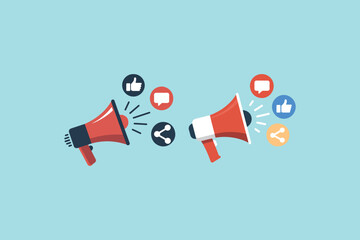 Social Media Megaphone Vector Digital Marketing Announcement Graphic