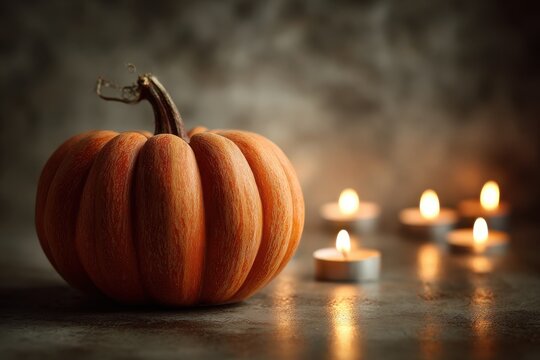 Jack o lantern and tealights