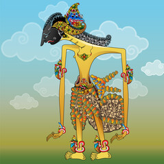 Vector illustration, Abimanyu shadow puppets character