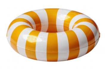 Orange and white striped inflatable ring