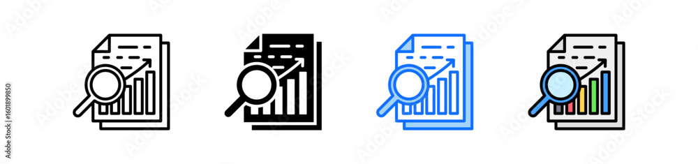 Poster analysis icon set multiple style collection