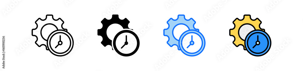 Poster time management icon set multiple style collection